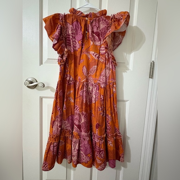 House of Harlow 1960 Orange and Pink Ruffled Shoulder Dress - Picture 3 of 3